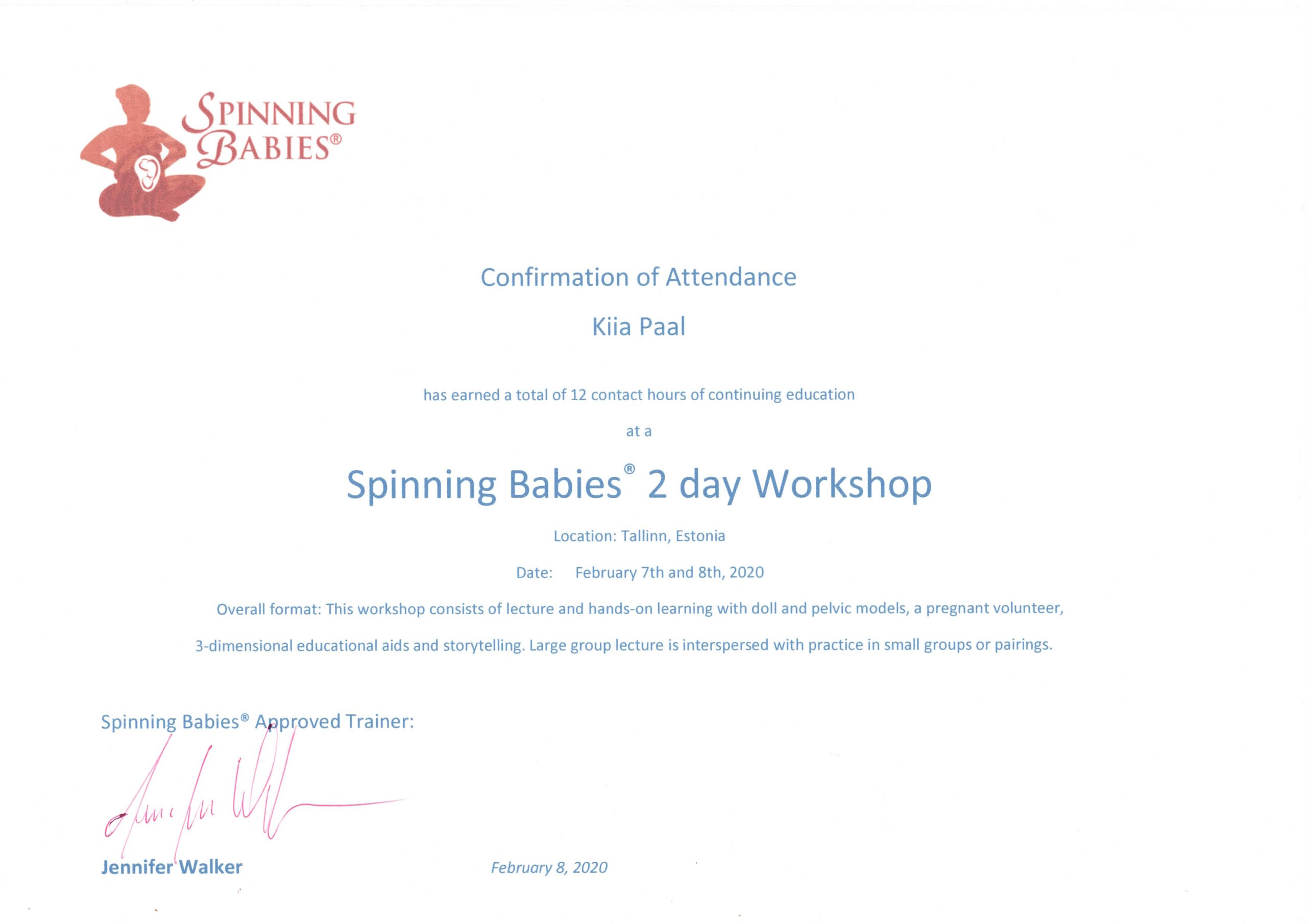 Spinning Babies Workshop 07-08.02.2020 osaleja + korraldaja