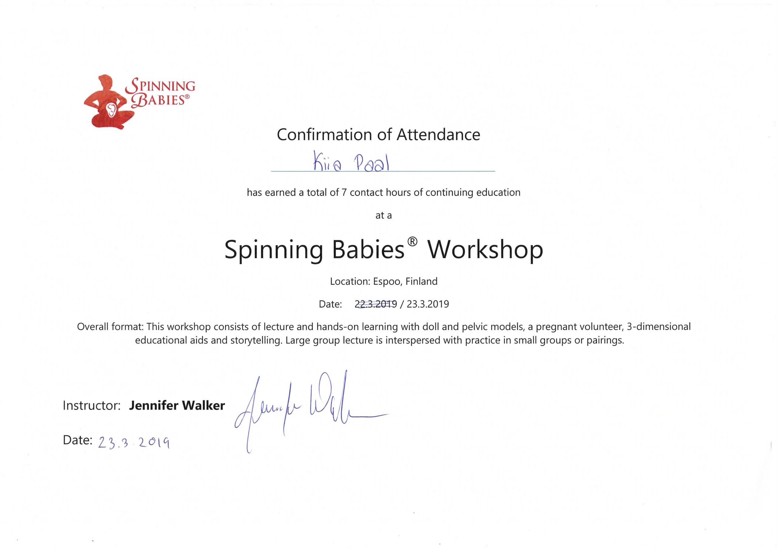 Spinning Babies Workshop 23.03.2019 Finland